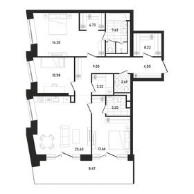 47,5 м², 2-комнатная квартира 45 125 000 ₽ - изображение 12