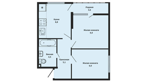 Квартира 41,8 м², 2-комнатная - изображение 1