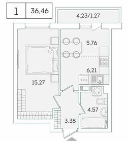 Квартира 36,5 м², 1-комнатная - изображение 1