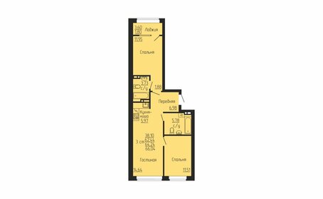 Квартира 64,2 м², 2-комнатная - изображение 1