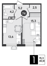 40,8 м², 1-комнатная квартира 6 091 440 ₽ - изображение 20