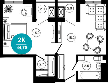 49,3 м², 2-комнатные апартаменты 26 000 000 ₽ - изображение 49