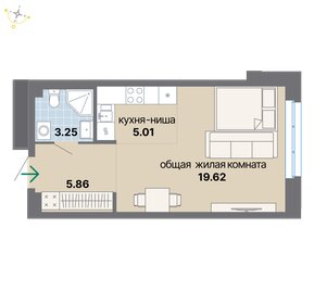 Квартира 33,7 м², студия - изображение 1