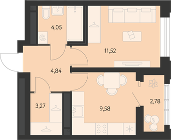 Квартира 34,4 м², 1-комнатная - изображение 1