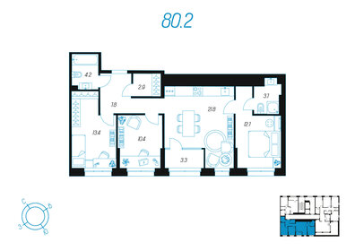 70 м², 3-комнатная квартира 12 300 000 ₽ - изображение 50
