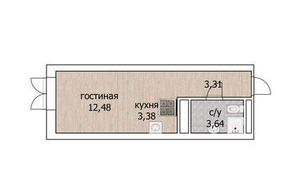 Квартира 22,8 м², студия - изображение 1