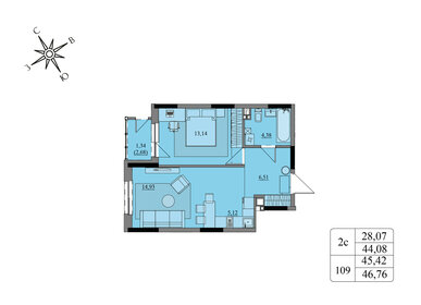 45,2 м², 2-комнатная квартира 2 630 000 ₽ - изображение 64