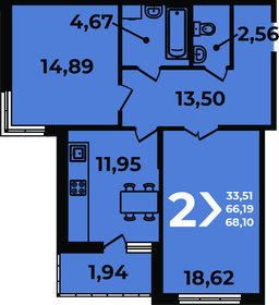 68 м², 2-комнатная квартира 8 200 000 ₽ - изображение 51