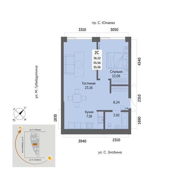 55,6 м², 2-комнатная квартира 9 000 700 ₽ - изображение 1