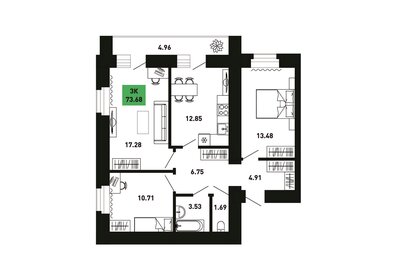 73,7 м², 3-комнатная квартира 5 570 208 ₽ - изображение 14