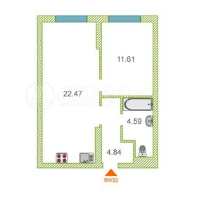 Квартира 45 м², 1-комнатная - изображение 1