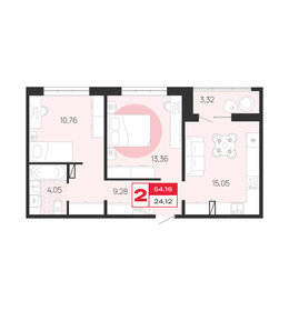 Квартира 54,2 м², 2-комнатная - изображение 1