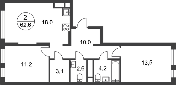 62,1 м², 2-комнатная квартира 16 143 083 ₽ - изображение 26