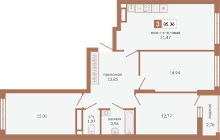 90,6 м², 3-комнатная квартира 13 100 000 ₽ - изображение 84