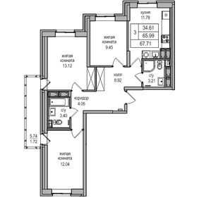 69 м², 3-комнатная квартира 12 290 000 ₽ - изображение 111
