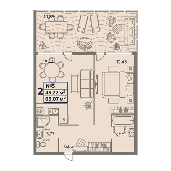 65,1 м², 2-комнатные апартаменты 10 411 200 ₽ - изображение 1