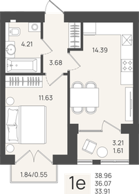 Квартира 36,1 м², 1-комнатная - изображение 1