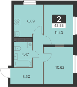45 м², 2-комнатная квартира 5 500 000 ₽ - изображение 54