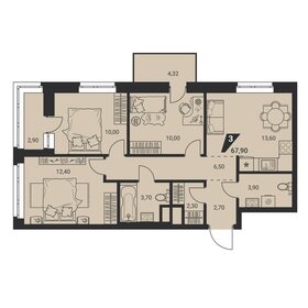 Квартира 67,9 м², 3-комнатная - изображение 1