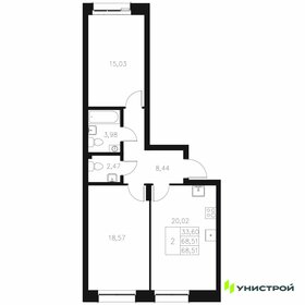 Квартира 68,5 м², 2-комнатная - изображение 1