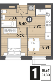 33,7 м², 1-комнатная квартира 5 060 238 ₽ - изображение 15