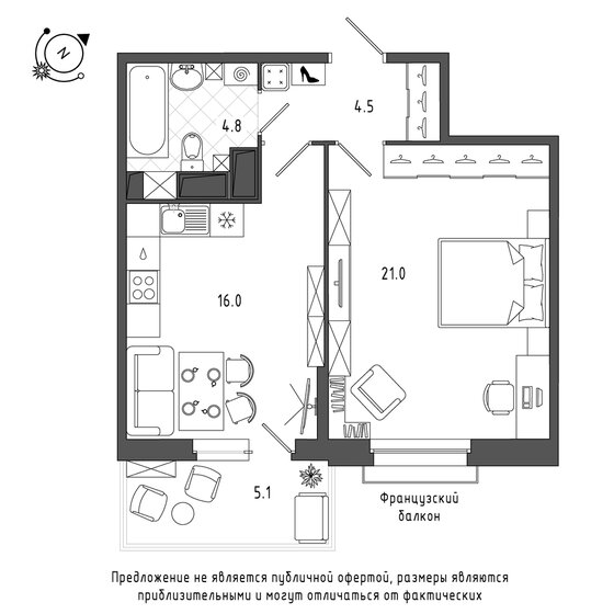 48 м², 1-комнатная квартира 14 514 067 ₽ - изображение 40