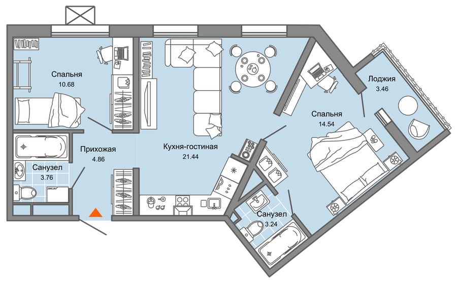 60 м², 3-комнатная квартира 5 091 125 ₽ - изображение 1