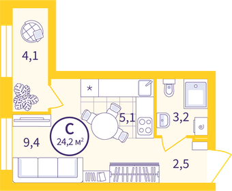 23,7 м², квартира-студия 3 840 000 ₽ - изображение 14