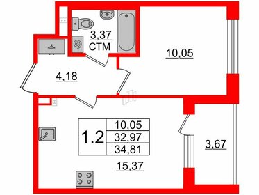 32,9 м², 1-комнатная квартира 7 501 000 ₽ - изображение 29