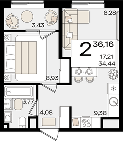 38,4 м², 2-комнатная квартира 11 063 032 ₽ - изображение 18