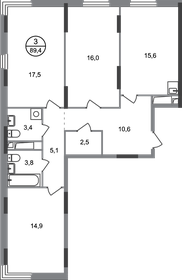 Квартира 89,4 м², 3-комнатная - изображение 1