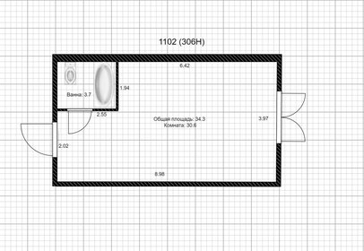 Квартира 34,3 м², студия - изображение 1