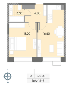 38,2 м², 1-комнатная квартира 15 275 759 ₽ - изображение 21