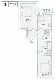 51,8 м², 2-комнатная квартира 8 600 000 ₽ - изображение 127
