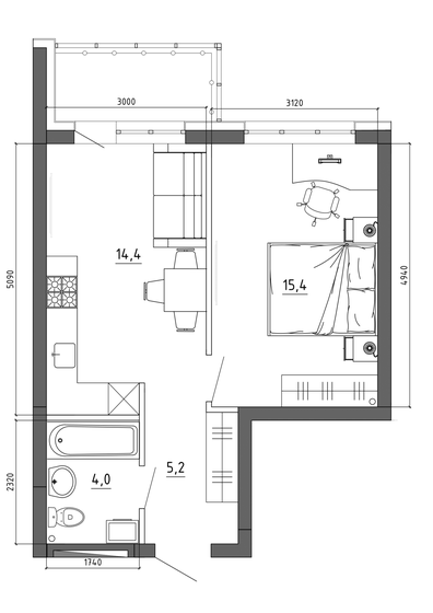 43,8 м², квартира-студия 6 329 100 ₽ - изображение 1