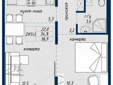 Квартира 36,9 м², 2-комнатная - изображение 1