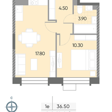 Квартира 36,5 м², 1-комнатная - изображение 2