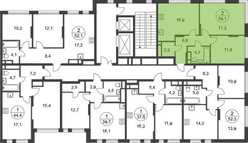 Квартира 59,1 м², 2-комнатная - изображение 2