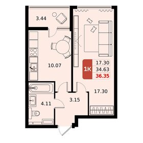 Квартира 36,4 м², 1-комнатная - изображение 1