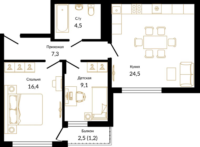 63 м², 2-комнатная квартира 31 248 000 ₽ - изображение 1