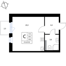 Квартира 29 м², студия - изображение 2