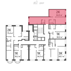 Квартира 64,3 м², 2-комнатная - изображение 2