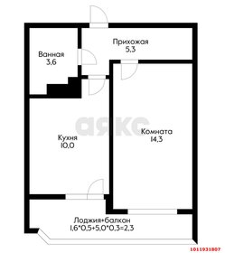 Квартира 39 м², 1-комнатная - изображение 1