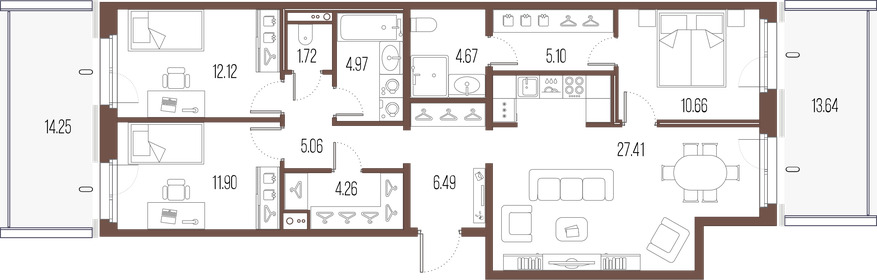 Квартира 94,4 м², 3-комнатная - изображение 1