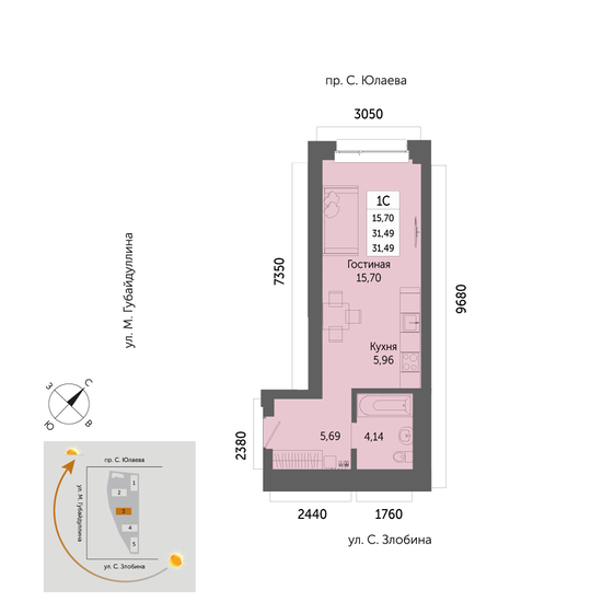 31,5 м², 1-комнатная квартира 5 683 900 ₽ - изображение 1