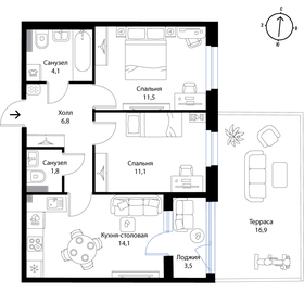 56,7 м², 2-комнатная квартира 9 700 000 ₽ - изображение 15