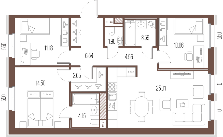 85,7 м², 3-комнатная квартира 29 108 730 ₽ - изображение 1