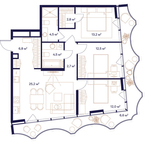 90,8 м², 3-комнатная квартира 46 508 000 ₽ - изображение 1