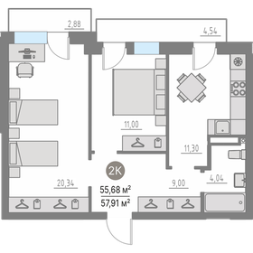 55,7 м², 2-комнатная квартира 7 200 000 ₽ - изображение 15