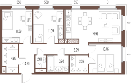 78,3 м², 3-комнатная квартира 27 180 510 ₽ - изображение 1